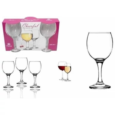 Pohár Üveg Cheerful Talpas Boros 290ml 3 Darabos 