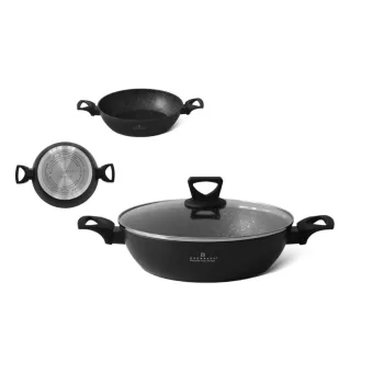   Sekély Lábas Edenberg 3.7 Literes Üveg Fedővel 28cm Fekete EB-7464 (6/#)