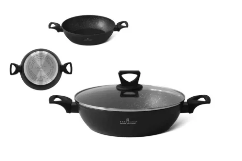 Sekély Lábas Edenberg 3.7 Literes Üveg Fedővel 28cm Fekete EB-7464 (6/#)