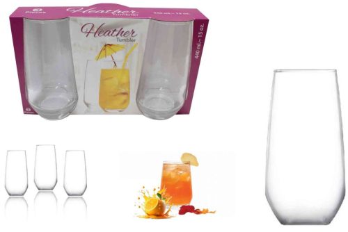 Pohár Üveg Vizes Heather 440ml 3 Darabos 