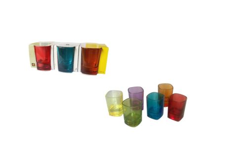 Pohár Üveg Viva Stampedlis Színes 5cl 6 Darabos
