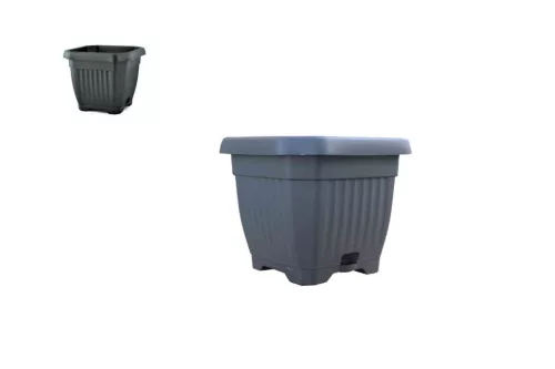 Virágcserép Oktagon 12*12cm 1.2 Literes (Alátéttel) Antracit (20/gy_60/#)