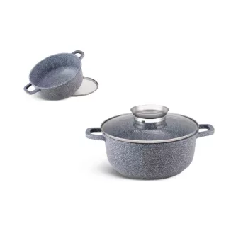   Lábas Kerek Gránit/Kerámia Bevonattal Edenberg 5.6 Literes Üveg Fedővel 26cm Szürke EB-8019 (6/#)