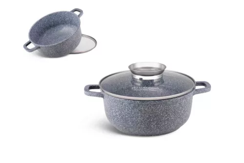 Lábas Kerek Gránit/Kerámia Bevonattal Edenberg 5.6 Literes Üveg Fedővel 26cm Szürke EB-8019 (6/#)