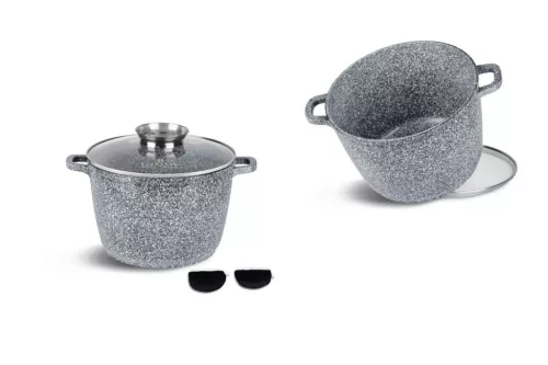 Fazék Kerek Gránit/Kerámia Bevonattal Edenberg 6.2 Literes Üveg Fedővel 20cm EB-8008 (4/#)