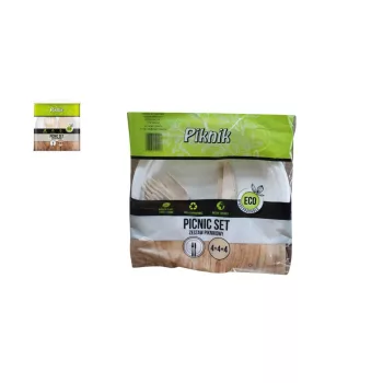   E.H. Piknik Szett 12 Darabos (papírtányér, fa kés, fa villa) (25/#)
