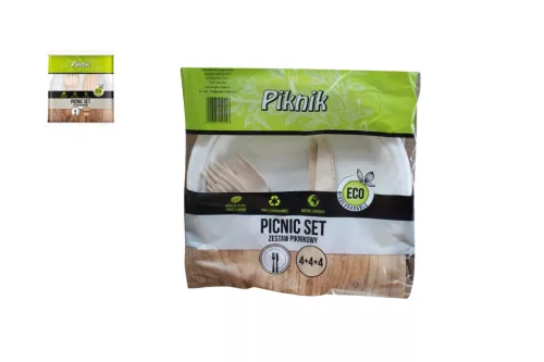 E.H. Piknik Szett 12 Darabos (papírtányér, fa kés, fa villa) (25/#)