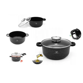   Lábas Kerek Gránit/Kerámia Bevonattal Meyerhoff 3.3 Literes Üveg Fedővel 22cm Fekete (6/#)