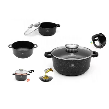   Lábas Kerek Gránit/Kerámia Bevonattal Meyerhoff 4.2 Literes Üveg Fedővel 24cm Fekete (6/#)