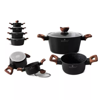   Edénykészlet Préselt Aluminium Edenberg 8 Részes Fekete (4 Lábas + 4 Fedő) EB-7431 (1/#)