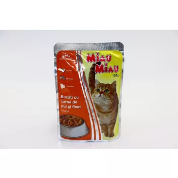   Miau Miau Nedves Macskaeledel 100g, Csirke & Máj, Adult (24/#_576/sor_6336/rkl)