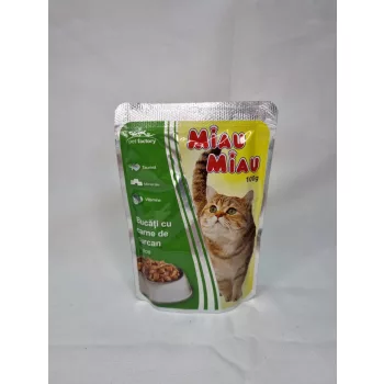   Miau Miau Nedves Macskaeledel 100g, Pulyka, Adult (24/#_576/sor_6336/rkl)