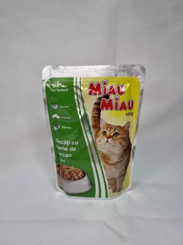Miau Miau Nedves Macskaeledel 100g, Pulyka, Adult (24/#_576/sor_6336/rkl)