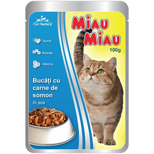 Miau Miau Nedves Macskaeledel 100g, Lazac, Adult