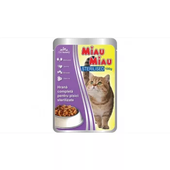   Miau Miau Nedves Macskaeledel 100g, Csirke, Steril (24/#_576/sor_6336/rkl)