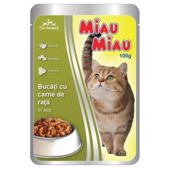   Miau Miau Nedves Macskaeledel 100g, Kacsa, Adult (24/#_576/sor_6336/rkl)