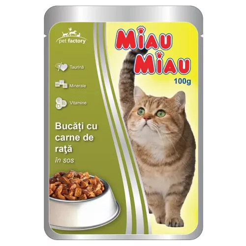 Miau Miau Nedves Macskaeledel 100g, Kacsa, Adult (24/#_576/sor_6336/rkl)