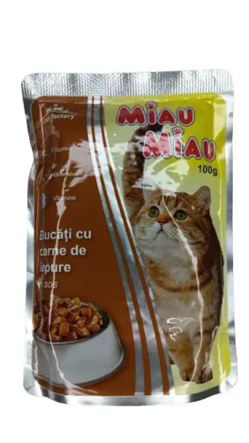 Miau Miau Nedves Macskaeledel 100g, Nyúl, Adult (24/#_576/sor_6336/rkl)