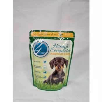   4DOG Nedves Kutyaeledel 100g, Csirke, Junior (24/#_576/sor_6336/rkl)