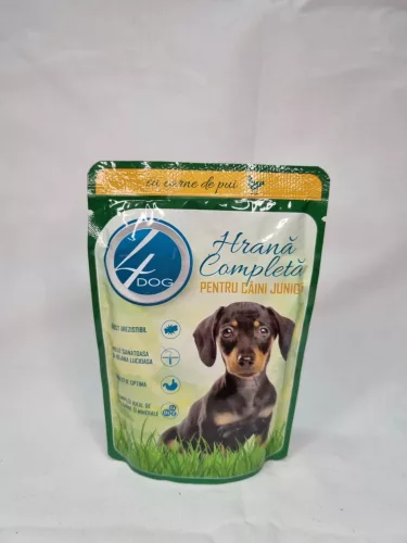 4DOG Nedves Kutyaeledel 100g, Csirke, Junior (24/#_576/sor_6336/rkl)