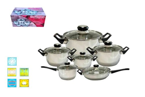 Lábas Szett Inox 12 Részes Magenta (6 Lábas + 6 Fedő) 
