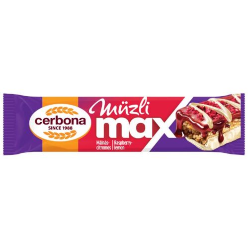 Cerbona Max Müzliszelet Málna-Citrom Málna-Karamell Réteg Joghurtos Talp 30G (e)