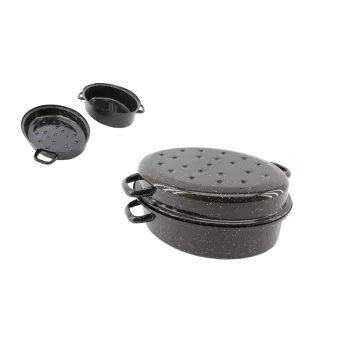 Zománcozott Ovális Tál+Tető 34cm 5.5 Literes