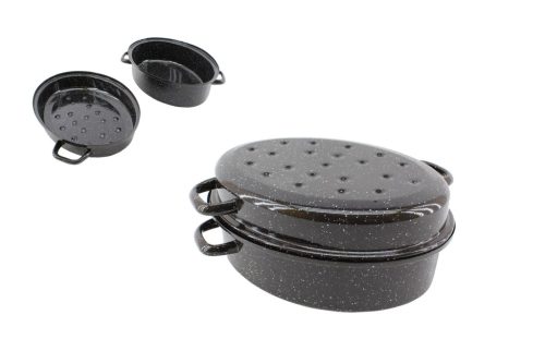Zománcozott Ovális Tál+Tető 34cm 5.5 Literes