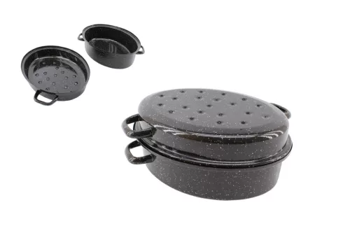 Zománcozott Ovális Tál+Tető 34cm 5.5 Literes