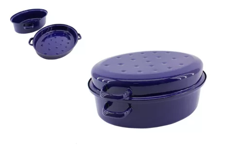 Zománcozott Ovális Tál+Tető 38cm 7.5 Literes