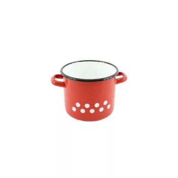 Zománcozott Fazék Piros Dekor 15cm 2.25 Literes