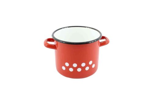 Zománcozott Fazék Piros Dekor 15cm 2.25 Literes