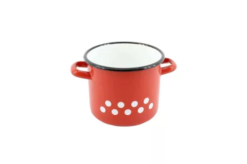 Zománcozott Fazék Piros Dekor 15cm 2.25 Literes