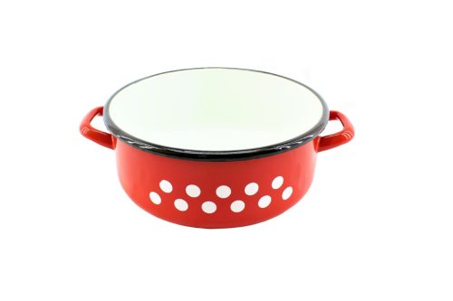 Zománcozott Lábas Piros Dekor 17cm 1.6 Literes