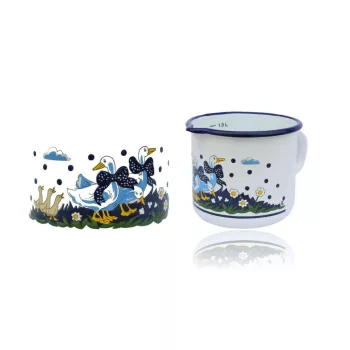 Zománcozott Bögre Csőrös 12cm Dekor (6/#)