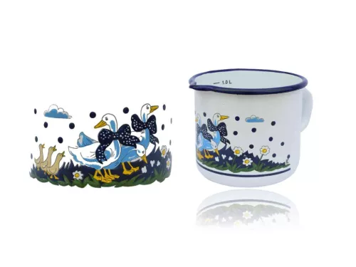 Zománcozott Bögre Csőrös 12cm Dekor (6/#)