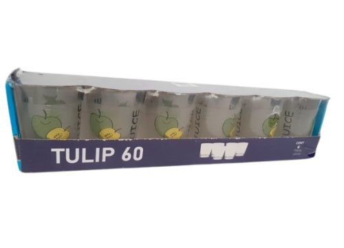 Pohár Üveg Vizes Tulip 6 Darabos Dekoros 185ml 