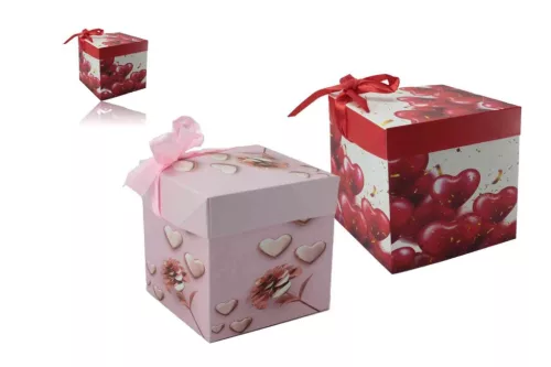 Ajándék Doboz Papír Szíves 15*15*15cm Lu-86 (12/gy_360/#)