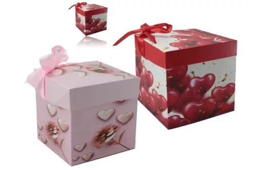 Ajándék Doboz Papír Szíves 21*21*21cm Lu-87 (12/gy_360/#)