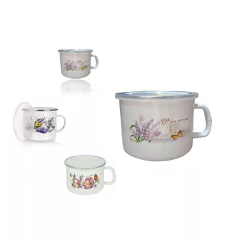 Zománcozott Bögre 10cm+Műanyag Tető (12/gy_48/#)