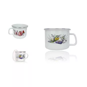 Zománcozott Bögre 14cm+Műanyag Tető (12/gy_48/#)