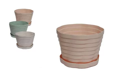 Műanyag Kaspó Mix Alátéttel 140-M-19/S - D12*8.5Hcm (192/#)