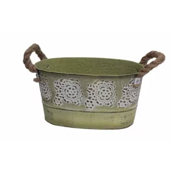   Bádog Kaspó Ovális Kötélfülű 140-B-344 - (20*12)*10.5H*(17*9)cm (90/#)