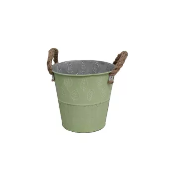   Bádog Kaspó Zöld Kötélfülű 140-B-366 - D15*14.3H*D11cm (80/#)