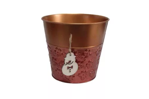 Bádog Kaspó Karácsonyi Logóval  140-B-384/S - D12*12H*D9cm (120/#)
