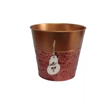   Bádog Kaspó Karácsonyi Logóval  140-B-384/M - D18*16.5H*D13cm (80/#)