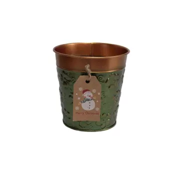   Bádog Kaspó Karácsonyi Logóval  140-B-385/S - D12*12H*D9cm (120/#)