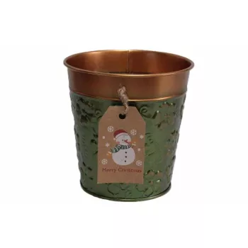   Bádog Kaspó Karácsonyi Logóval  140-B-385/M - D16*15H*D11cm (80/#)