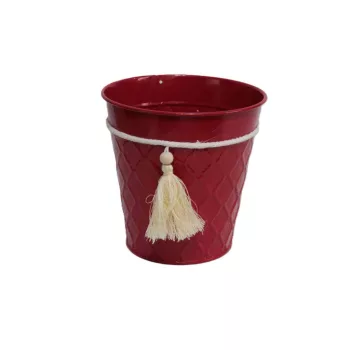 Bádog Kaspó Piros 140-B-519 - D13*13H*D9cm (90/#)