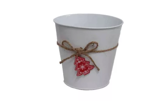 Bádog Kaspó Karácsonyfa Logóval 140-B-531 - D15*14.5H*D11cm (60/#)